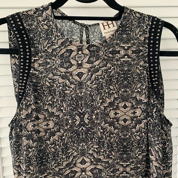 Haute Hippie Silk Snake Print Studded Top - Picture 3 of 6